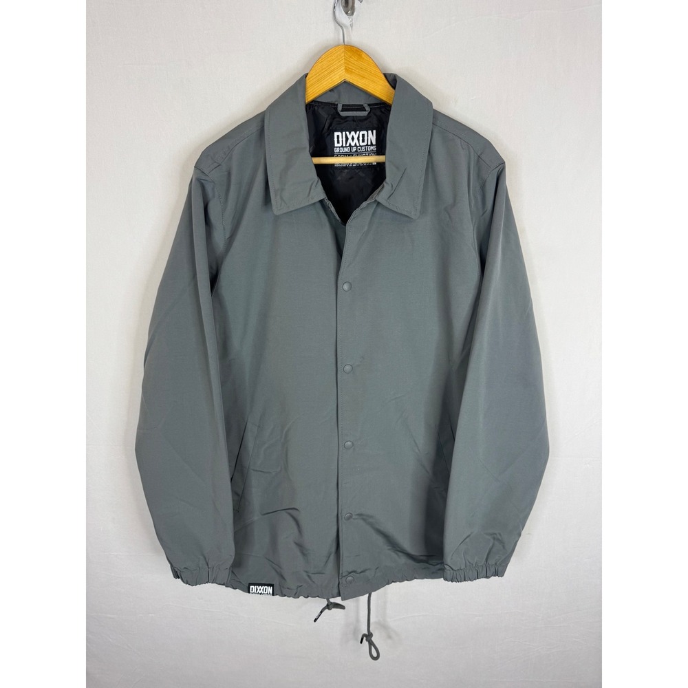 Dixxon Ground Up Customs Mens Coaches Jacket Gray Snap Front Windbreaker Large
